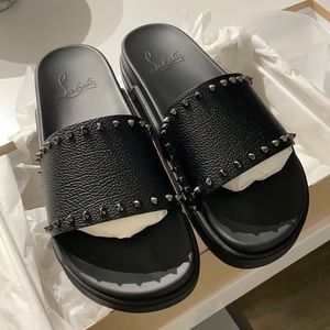Christian Louboutin Leather Studded Slides
